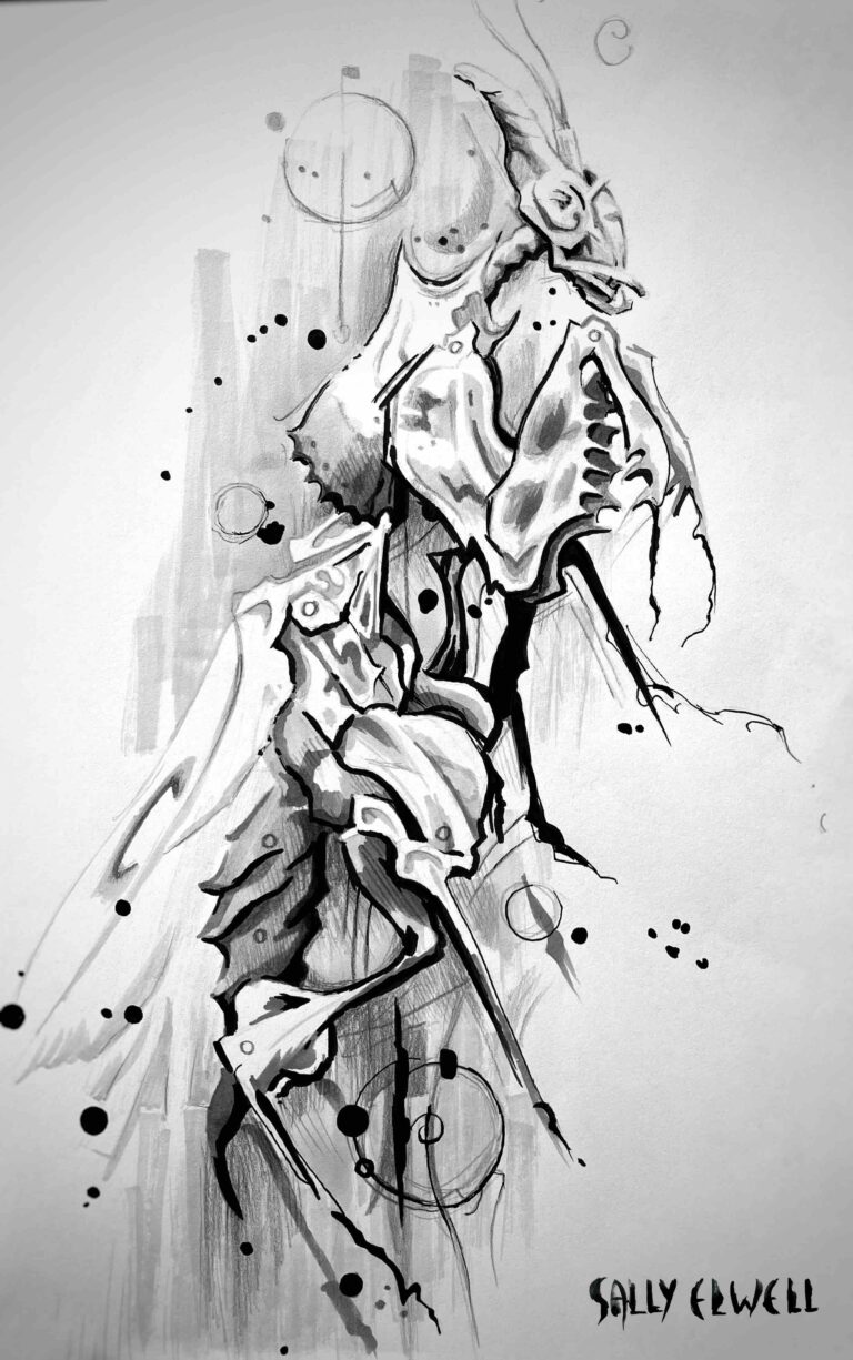 dessin mante diabolique taches encre noire dégradés de gris dessin mante diabolique taches encre noire dégradés de gris